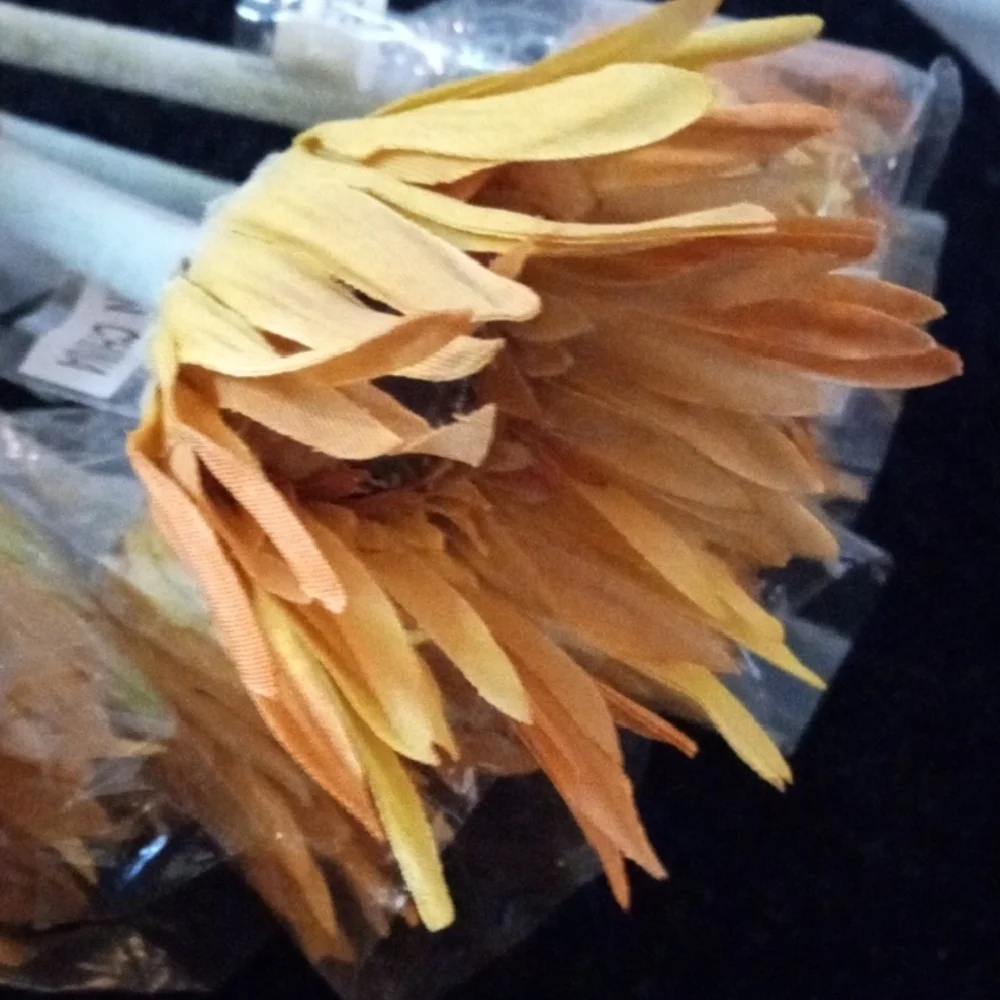 1 DOZ. Very Light Orange  with gentle blend of Green Gerbera Daisy Faux Floral